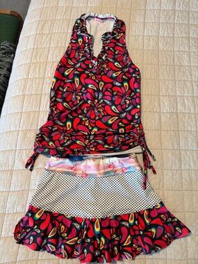 Bright Multicolor Ruffle Tank and Skirt Set